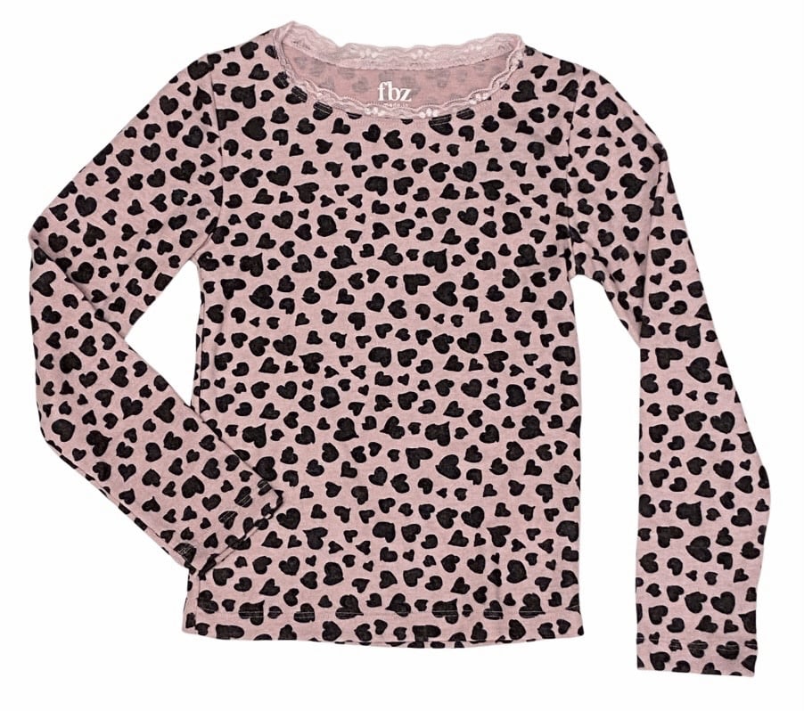 FBZ Pink Leopard Heart Hacci Top