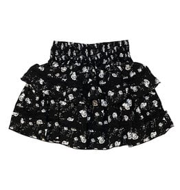 FBZ Blk/Wht Roses Chiffon Skirt