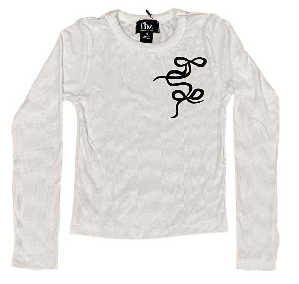 FBZ Wht/Blk Ribbon LS Top