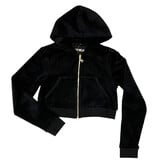 KatieJ NYC Blk Velour Jade Zip Hoodie