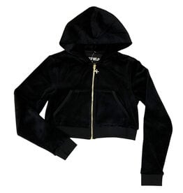 KatieJ NYC Blk Velour Jade Zip Hoodie