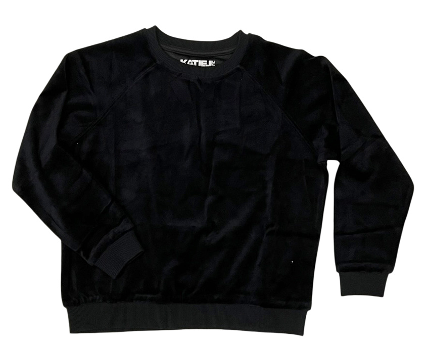 KatieJ NYC Blk Velour Jade Pullover