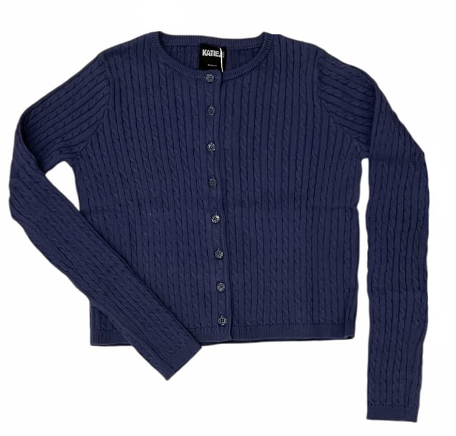 KatieJ NYC Navy Cableknit Cardigan