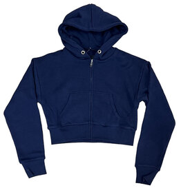 KatieJ NYC Dylan Evening Blue Cropped Zip Hoodie