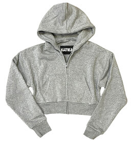 KatieJ NYC Dylan Heather Grey Cropped Zip Hoodie