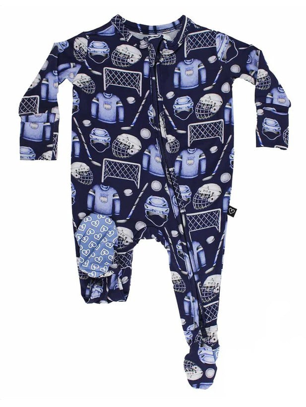 Lev Baby Navy Hockey Zip Footie