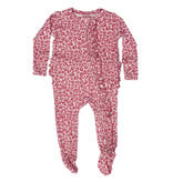 Lev Baby Pink Leopard Ruffle Footie