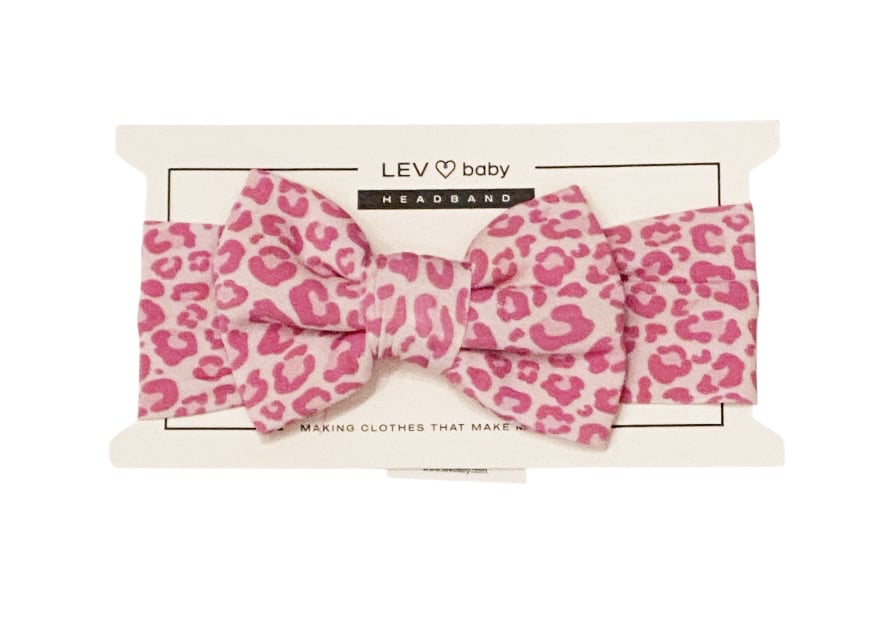 Lev Baby Pink Leopard Knot Headband