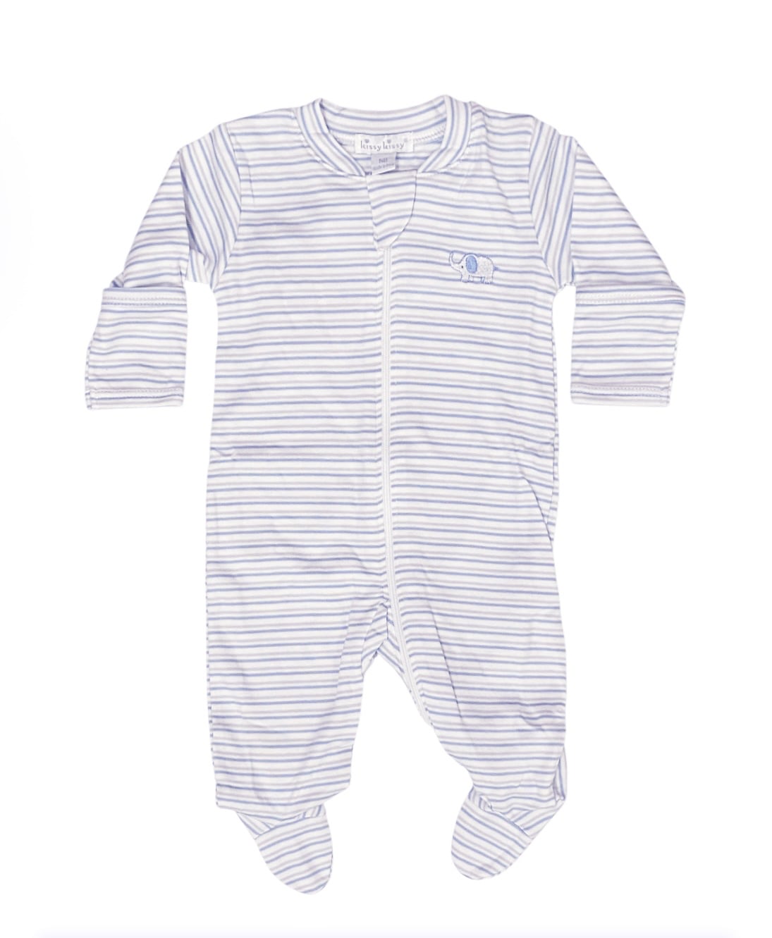 Kissy Kissy Elephant Stripe Zip Footie