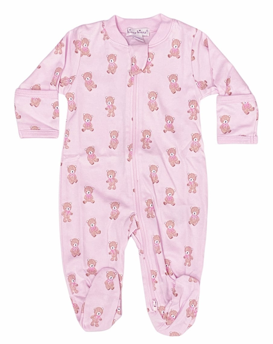 Kissy Kissy Pink Teddy Bear Club Zip Footie