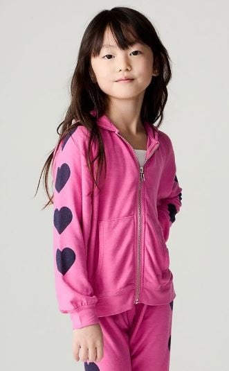 Chaser Rio Pink Heart Zip Hoodie