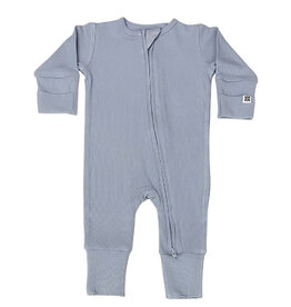 Lt Denim Blue Ribbed Bamboo Footie