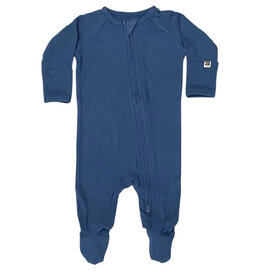 Cadet Blue Ribbed Bamboo Footie