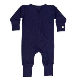Navy Ribbed Bamboo Footie