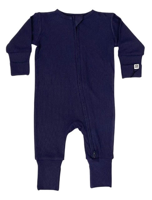 Navy Ribbed Bamboo Footie