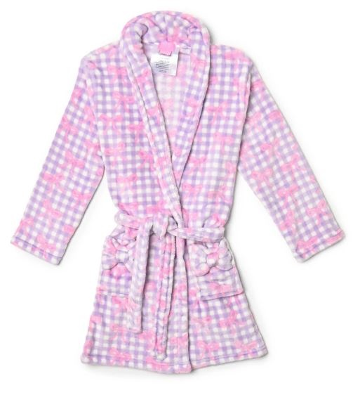 OMG Lavender Gingham Bow Robe