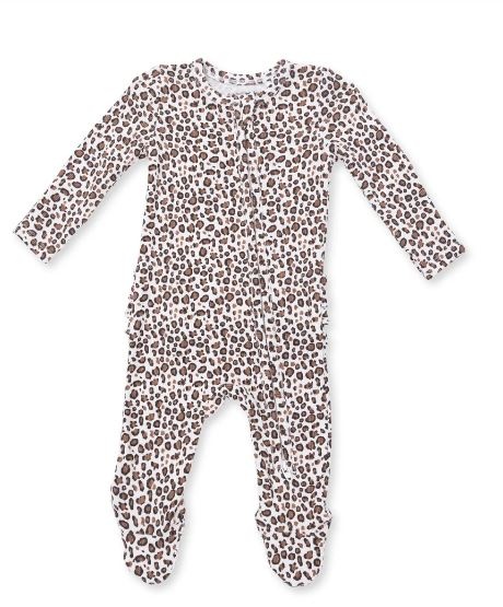 Angel Dear Leopard Rib Ruffle Back Footie