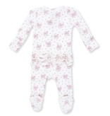 Angel Dear Bows & Hearts Rib Ruffle Back Footie