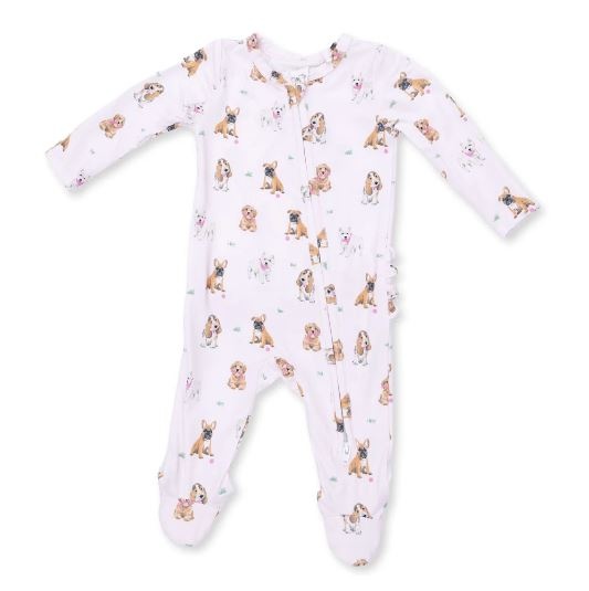 Angel Dear Bestie Dogs Pink Ruffle Back Footie