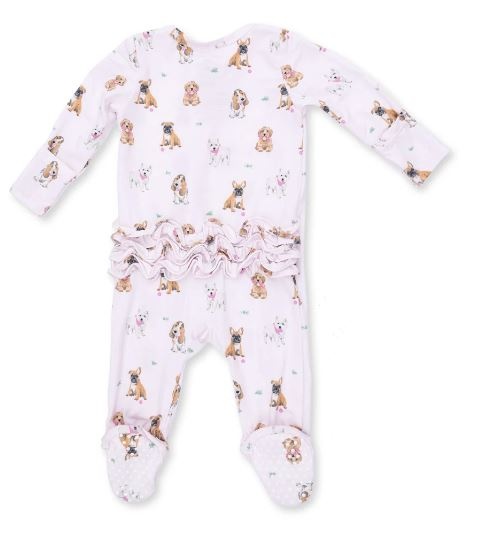 Angel Dear Bestie Dogs Pink Ruffle Back Footie