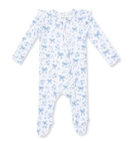 Angel Dear Blue Bows/Flowers Rib Footie