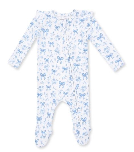 Angel Dear Blue Bows/Flowers Rib Footie