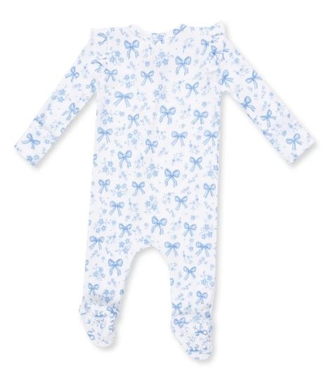 Angel Dear Blue Bows/Flowers Rib Footie