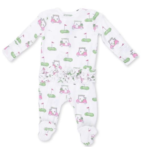 Angel Dear Golf Carts Pink Ruffle Back Footie