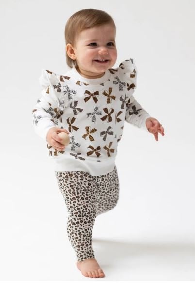 Angel Dear Leopard Bow Ruffle Toddler Sweatshirt