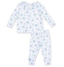 Angel Dear Blue Bows/Flowers Rib Legging Set