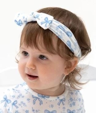 Angel Dear Blue Bows/Flowers Rib Headband