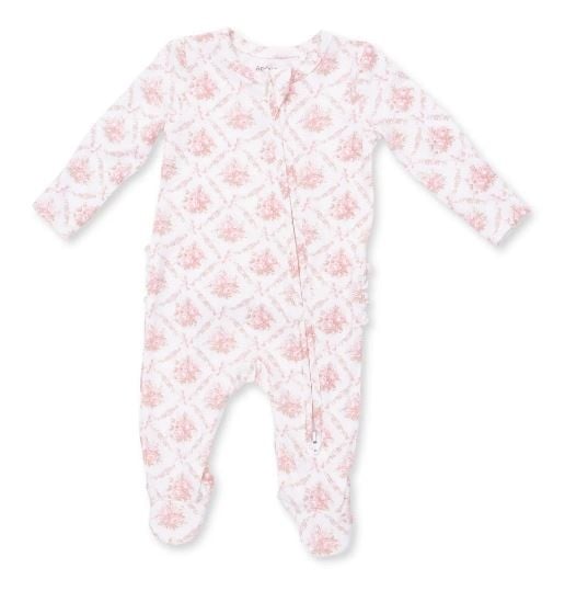 Angel Dear Lattice Rose Ruffle Back Footie