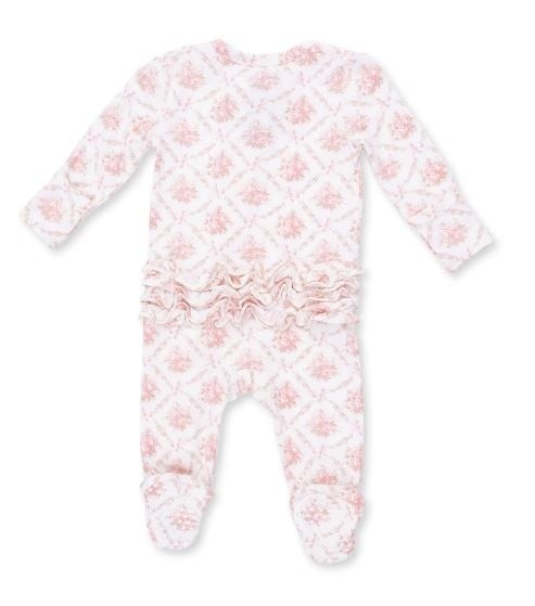 Angel Dear Lattice Rose Ruffle Back Footie