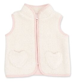 Angel Dear Pink Trim Heart Pkt Sherpa Vest