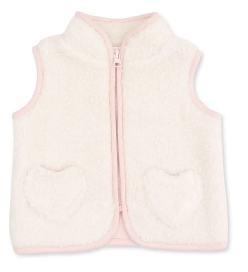Angel Dear Pink Trim Heart Pkt Sherpa Vest