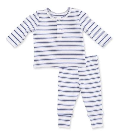 Angel Dear Denim Stripe Ribbed Henley Set