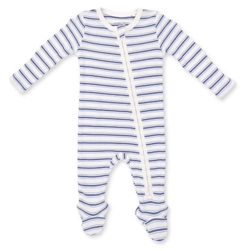 Angel Dear Denim Stripe Ribbed Footie
