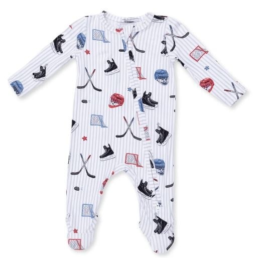 Angel Dear Hockey Stripe Zip Footie