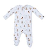 Angel Dear Bestie Dogs Blue Zip Footie