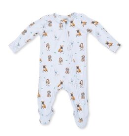 Angel Dear Bestie Dogs Blue Zip Footie