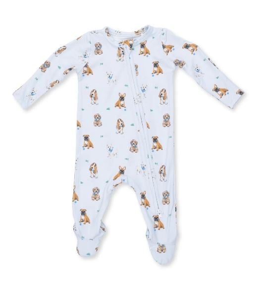 Angel Dear Bestie Dogs Blue Zip Footie