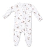 Angel Dear Explorer Puppy Blue Ribbed Zip Footie