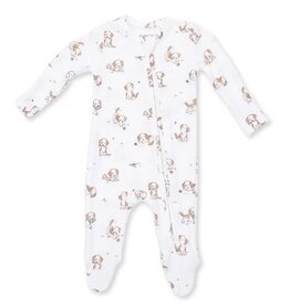 Angel Dear Explorer Puppy Blue Ribbed Zip Footie
