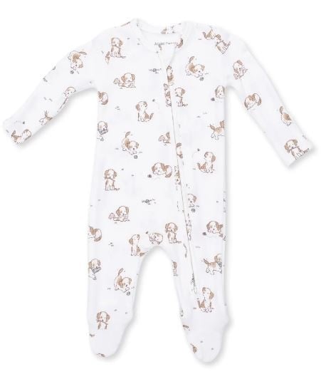Angel Dear Explorer Puppy Blue Ribbed Zip Footie