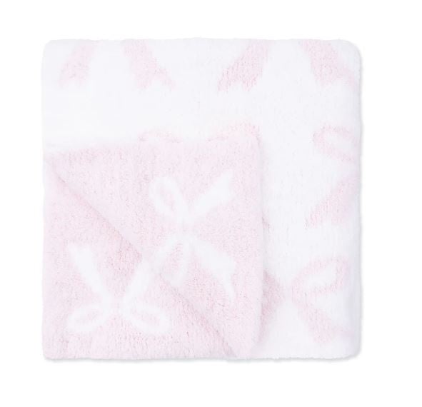 Angel Dear Pink Bow Chenille Blanket