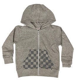 Mish Grey Check Smile Zip Hoodie