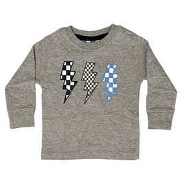 Mish Grey Check Bolts Infant LS Tee