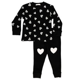 Little Mish Scattered Hearts Blk Thermal Inf Set