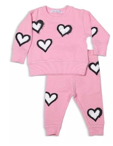 Little Mish Graffiti Hearts Pink Tod Set