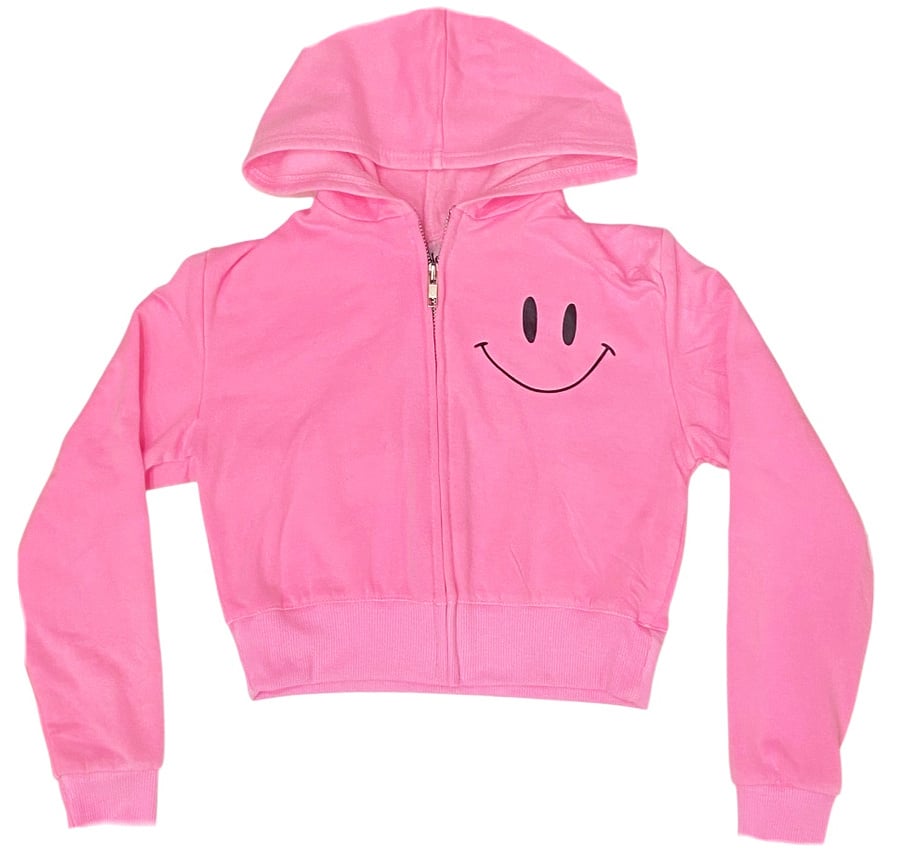 Firehouse Neon Pink Smiley Zip Hoodie